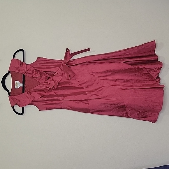 Talbots Dresses & Skirts - Talbots Pure Silk Magenta Ruffle Faux Wrap Dress, Size 2P